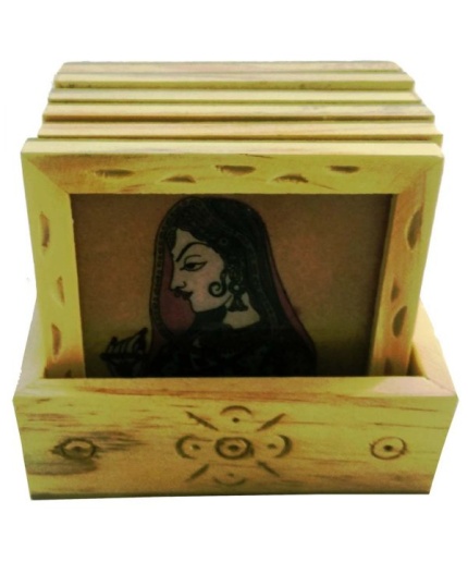 iHandikart Gemstone Painting Square Tea Coaster Set | Save 33% - Rajasthan Living 3