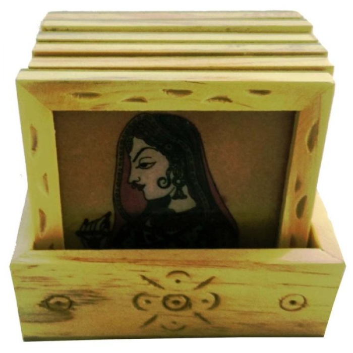 iHandikart Gemstone Painting Square Tea Coaster Set | Save 33% - Rajasthan Living 6