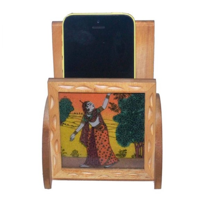 iHandikart Gemstone Painting Wooden Mobile Holder | Save 33% - Rajasthan Living 6