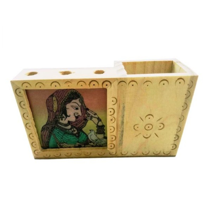 iHandikart Gemstone Painting Wooden Pen-Holder | Save 33% - Rajasthan Living 7