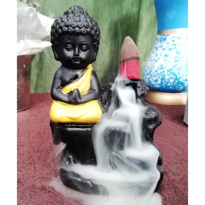Polyresin Yellow Buddha Smoke Fountain | Save 33% - Rajasthan Living 5
