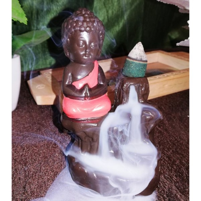 Polyresin Orange Buddha Smoke Fountain | Save 33% - Rajasthan Living 7