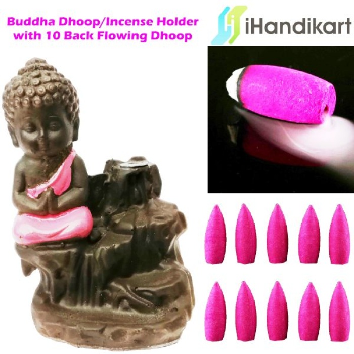 Polyresin Pink Buddha Smoke Fountain | Save 33% - Rajasthan Living 6