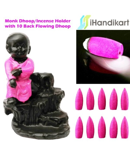 Polyresin Pink Monk Smoke Fountain | Save 33% - Rajasthan Living 3