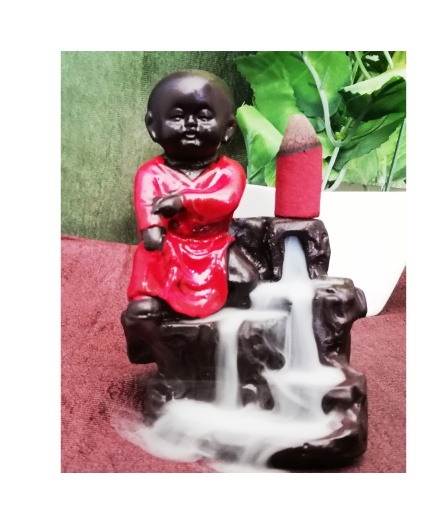 Polyresin Red Monk Smoke Fountain | Save 33% - Rajasthan Living