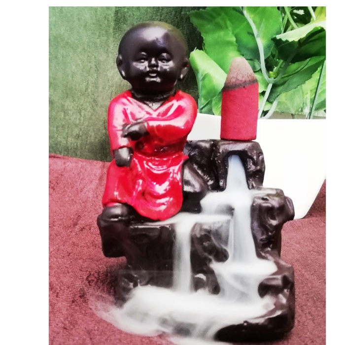 Polyresin Red Monk Smoke Fountain | Save 33% - Rajasthan Living 5