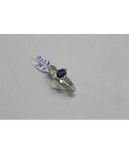 925 Sterling Silver Women’s Ring Real Blue Sapphire & Diamond | Save 33% - Rajasthan Living