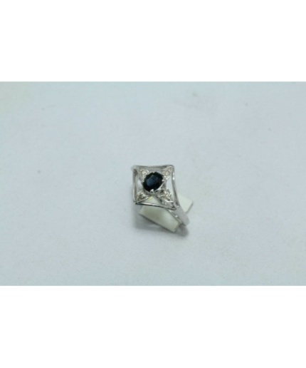 925 Sterling Silver Ring Natural Blue Sapphire & Diamonds | Save 33% - Rajasthan Living 3