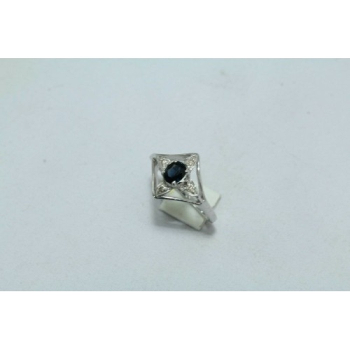 925 Sterling Silver Ring Natural Blue Sapphire & Diamonds | Save 33% - Rajasthan Living 6