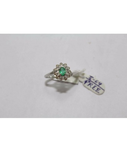 Hallmarked 925 Sterling Silver Ring Real Green Emerald & Diamonds | Save 33% - Rajasthan Living