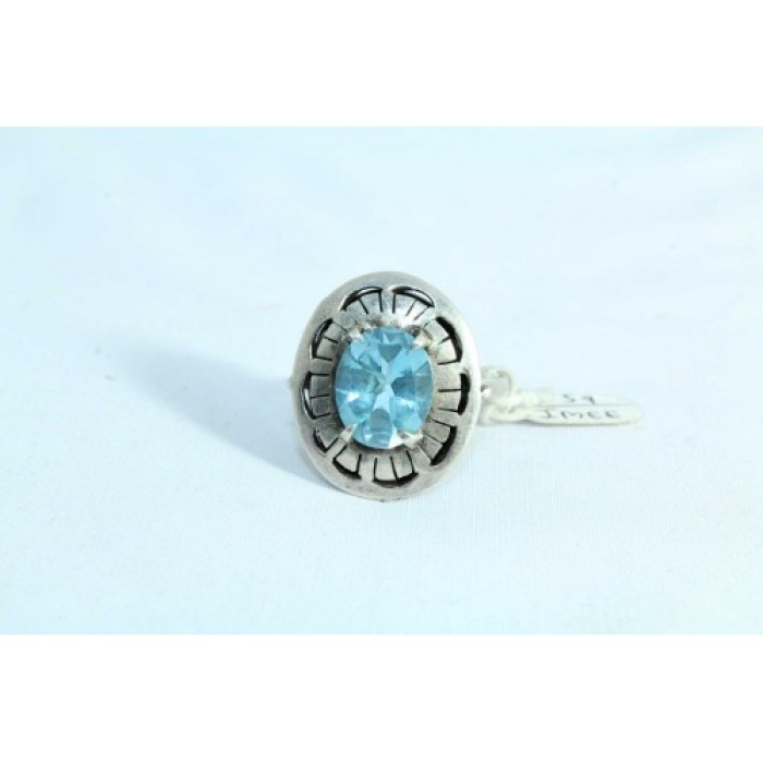 925 Sterling Silver Blue Topaz StoneOxidised Polish | Save 33% - Rajasthan Living 9