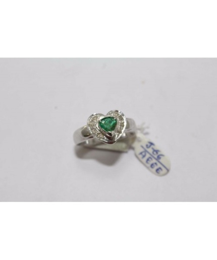 Hallmarked 925 Sterling Silver Ring With Real Green Emerald & Diamonds | Save 33% - Rajasthan Living