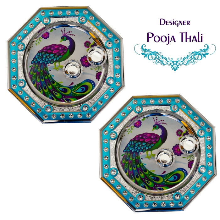 Handmade Multicolor Decorative Rakhi Pooja Thali By iHandikart Haldi-KumKum Tika Pooja Thali | Save 33% - Rajasthan Living 5