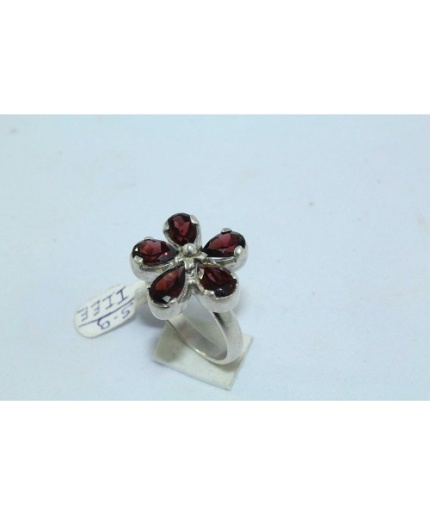 925 Sterling Silver Women’s Ring Real Natural Garnet Stone Flower Design | Save 33% - Rajasthan Living
