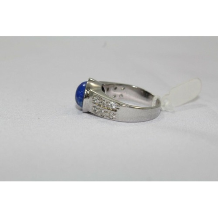 925 Hallmarked Sterling Silver Mens Ring Real Blue Lapis Gemstone & Zircons | Save 33% - Rajasthan Living 7