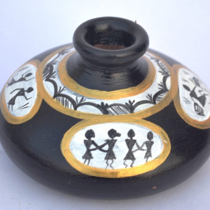 iHandikart  Terracotta Table Pots with Handpainted Warli Painting , Madhubani Painting | Save 33% - Rajasthan Living 7