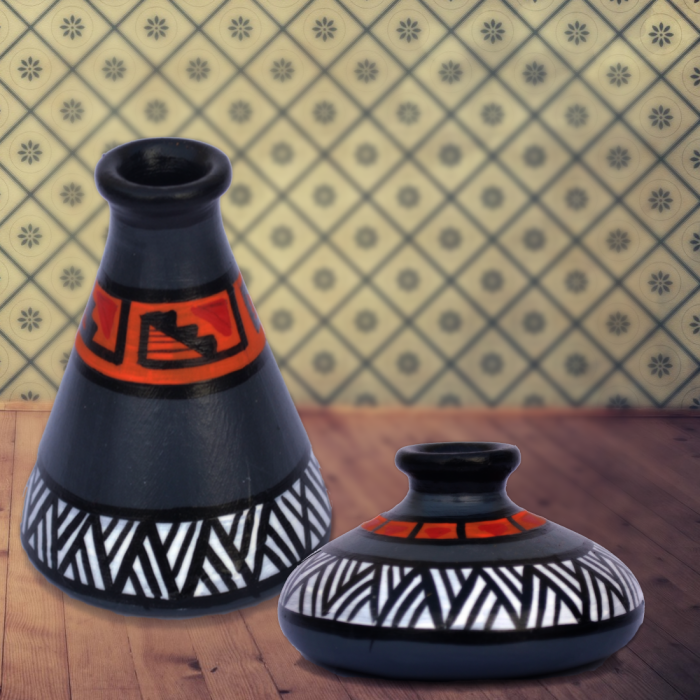iHandikart  Terracotta Table Pots with Handpainted Warli Painting , Madhubani Painting | Save 33% - Rajasthan Living 5