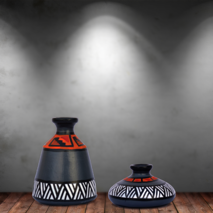 iHandikart  Terracotta Table Pots with Handpainted Warli Painting , Madhubani Painting | Save 33% - Rajasthan Living 5