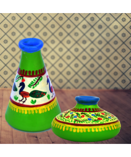iHandikart  Terracotta Table Pots with Handpainted Warli Painting , Madhubani Painting | Save 33% - Rajasthan Living