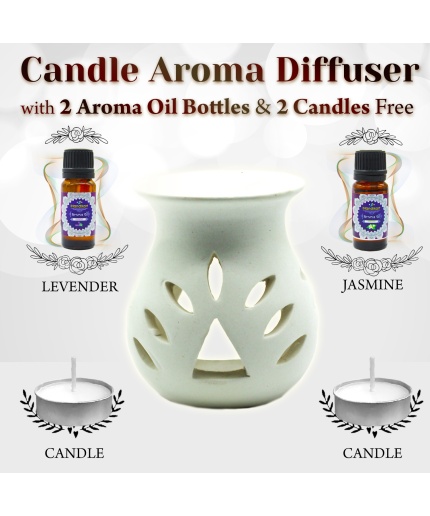 iHandikart  Aroma Ceramic Burne  With Scanted/Aroma Oil 10ml Bottle, Fragrance-Levender, Jasmine | Save 33% - Rajasthan Living