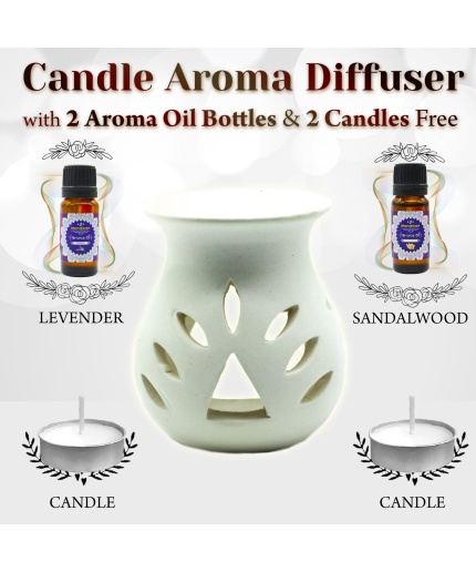 iHandikart  Aroma Ceramic Burner With Scanted/Aroma Oil 10ml Bottle, Fragrance-Levender, Sandalwood | Save 33% - Rajasthan Living