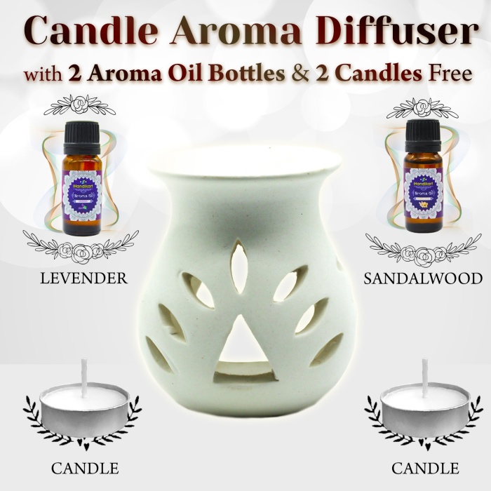 iHandikart  Aroma Ceramic Burner With Scanted/Aroma Oil 10ml Bottle, Fragrance-Levender, Sandalwood | Save 33% - Rajasthan Living 5
