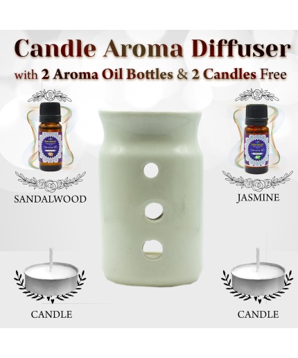 iHandikart  Aroma Ceramic Burner With Scanted/Aroma Oil 10ml Bottle, Fragrance-Sandalwood, Jasmine | Save 33% - Rajasthan Living