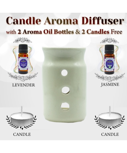 iHandikart  Aroma Ceramic Burner With Scanted/Aroma Oil 10ml Bottle, Fragrance-Levender, Jasmine | Save 33% - Rajasthan Living