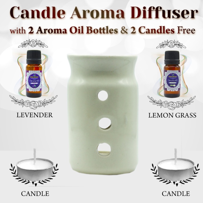 iHandikart  Aroma Ceramic Burner With Scanted/Aroma Oil 10ml Bottle, Fragrance-Levender, Lemon Grass | Save 33% - Rajasthan Living 5