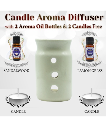 iHandikart  Aroma Ceramic Burner With Scanted/Aroma Oil 10ml Bottle, Fragrance-Sandalwood, Lemon Grass | Save 33% - Rajasthan Living