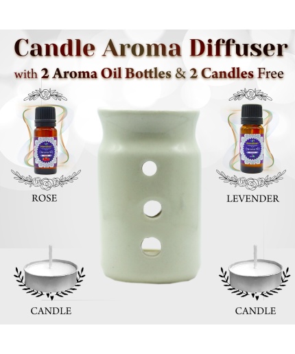 iHandikart  Aroma Ceramic Burner With Scanted/Aroma Oil 10ml Bottle, Fragrance-Rose, Levender | Save 33% - Rajasthan Living