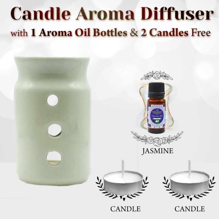 iHandikart  Aroma Ceramic Burner With Scanted/Aroma Oil 10ml Bottle, Fragrance-Jasmin | Save 33% - Rajasthan Living 5