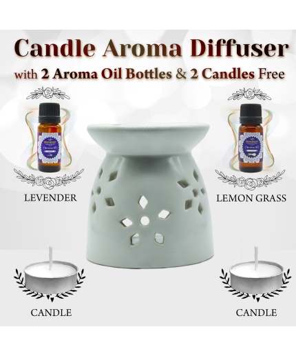 iHandikart  Aroma Ceramic Burner With Scanted/Aroma Oil 10ml Bottle, Fragrance-Levender, Lemon Grass | Save 33% - Rajasthan Living