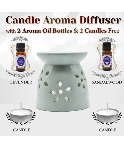iHandikart  Aroma Ceramic Burner With Scanted/Aroma Oil 10ml Bottle, Fragrance-Levender, Sandalwood | Save 33% - Rajasthan Living