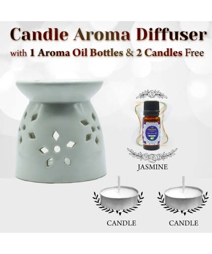 iHandikar  Aroma Ceramic Burner With Scanted/Aroma Oil 10 ml Bottle, Fragrance-Jasmin | Save 33% - Rajasthan Living