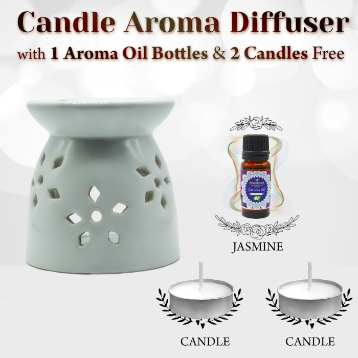 iHandikar  Aroma Ceramic Burner With Scanted/Aroma Oil 10 ml Bottle, Fragrance-Jasmin | Save 33% - Rajasthan Living 5