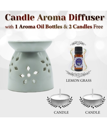 iHandikart  Aroma Ceramic Burner With Scanted/Aroma Oil 10ml Bottle, Fragrance-Lemon Grass | Save 33% - Rajasthan Living