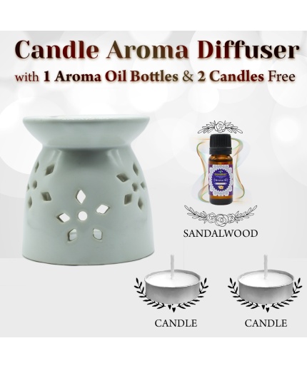 iHandikart  Aroma Ceramic Burner With Scanted/Aroma Oil 10ml Bottle, Fragrance-Sandalwood | Save 33% - Rajasthan Living 5