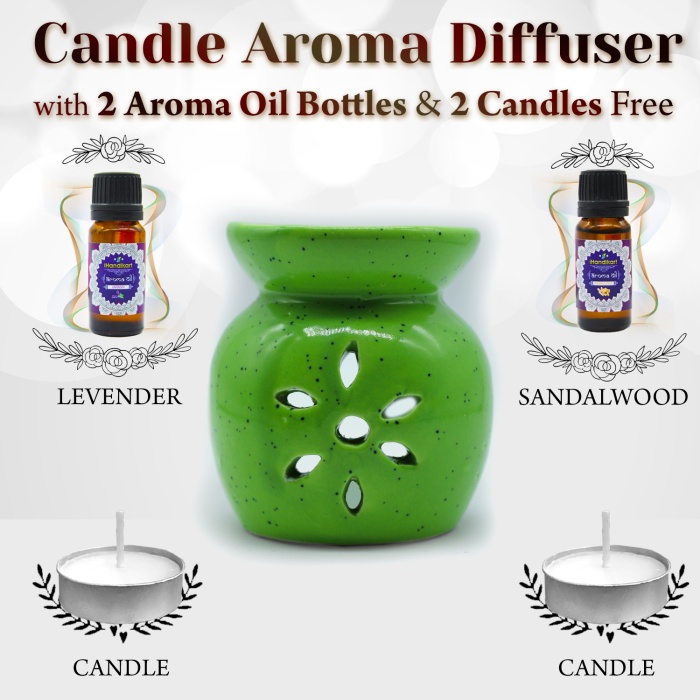 iHandikart  Aroma Ceramic Burner With Scanted/Aroma Oil 10ml Bottle, Fragrance-Levender, Sandalwood | Save 33% - Rajasthan Living 5
