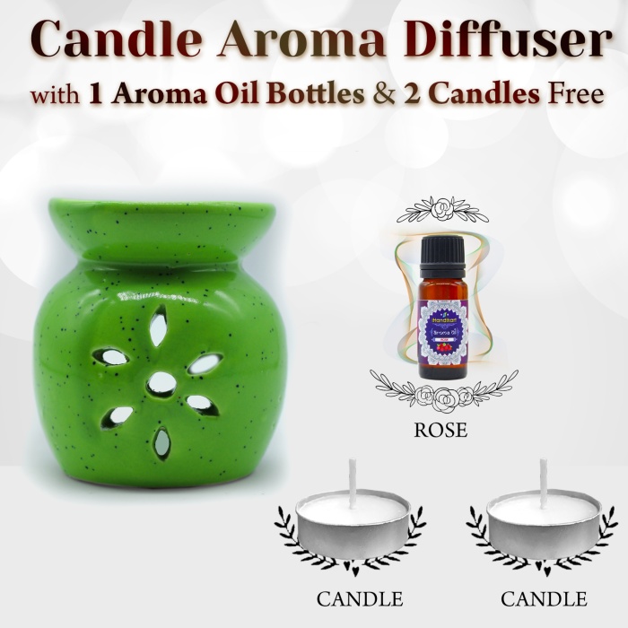 iHandikart  Aroma Ceramic Burner With Scanted/Aroma Oil 10ml Bottle, Fragrance-Rose | Save 33% - Rajasthan Living 5
