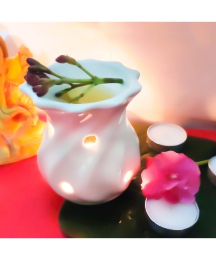 iHandikart  Aroma Ceramic Burner With Scanted/Aroma Oil 10ml Bottle, Fragrance-Rose, Lemon Grass | Save 33% - Rajasthan Living 3