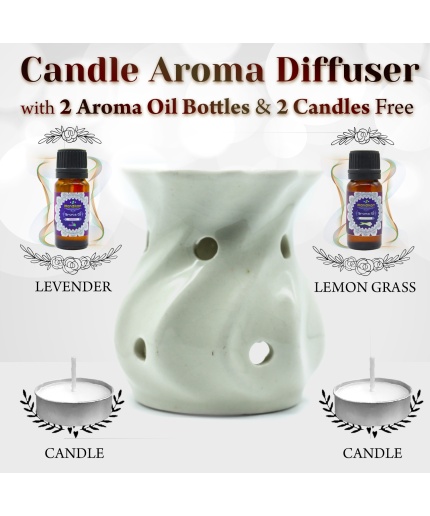 iHandikart  Aroma Ceramic Burner With Scanted/Aroma Oil 10ml Bottle, Fragrance-Levender, Lemon Grass | Save 33% - Rajasthan Living