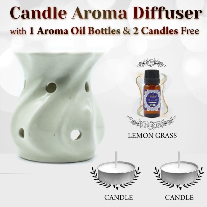 iHandikart  Aroma Ceramic Burner With Scanted/Aroma Oil 10ml Bottle, Fragrance-Lemon Grass | Save 33% - Rajasthan Living 5