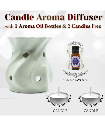 iHandikart  Aroma Ceramic Burner With Scanted/Aroma Oil 10ml Bottle, Fragrance-Sandalwood | Save 33% - Rajasthan Living