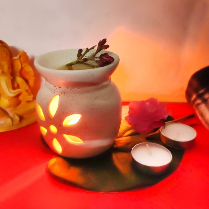iHandikart  Aroma Ceramic Burner With Scanted/Aroma Oil 10ml Bottle, Fragrance-Jasmin | Save 33% - Rajasthan Living 6