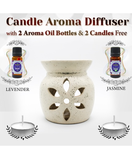 iHandikart  Aroma Ceramic Burner With Scanted/Aroma Oil 10ml Bottle, Fragrance-Levender, Jasmine | Save 33% - Rajasthan Living