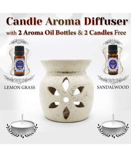 iHandikart  Aroma Ceramic Burner With Scanted/Aroma Oil 10ml Bottle, Fragrance-Sandalwood, Lemon Grass | Save 33% - Rajasthan Living 5