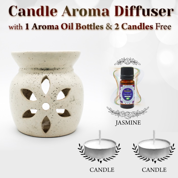 iHandikart  Aroma Ceramic Burner With Scanted/Aroma Oil 10ml Bottle, Fragrance-Jasmin | Save 33% - Rajasthan Living 5