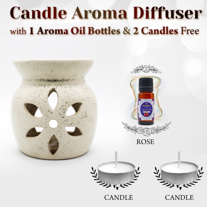 iHandikart  Aroma Ceramic Burner With Scanted/Aroma Oil 10ml Bottle, Fragrance-Rose | Save 33% - Rajasthan Living 5