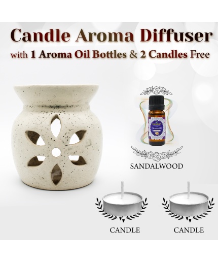 iHandikart  Aroma Ceramic Burner With Scanted/Aroma Oil 10ml Bottle, Fragrance-Sandalwood | Save 33% - Rajasthan Living